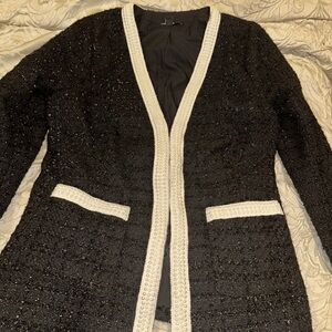 BOSTON PROPER veronica altered Fits 10 Boucle Blazer Jacket Pearl Beard